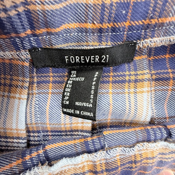 Forever 21 Plaid Pleated Mini Skirt Women Size S Blue Orange Preppy Schoolgirl - Picture 5 of 6